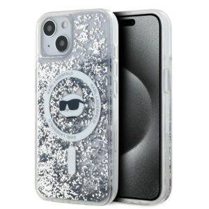 Kitas telefono priedas Karl Lagerfeld  Karl Lagerfeld Liquid Glitter Choupette Head MagSafe case for iPhone 14 / 15 / 13 - transparent 