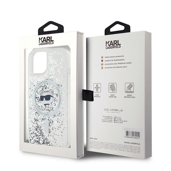 Muu telefoni lisavarustus Karl Lagerfeld Karl Lagerfeld Liquid Glitter Choupette Head MagSafe case for iPhone 14 / 15 / 13 - transparent