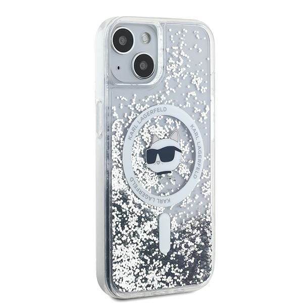 Muu telefoni lisavarustus Karl Lagerfeld Karl Lagerfeld Liquid Glitter Choupette Head MagSafe case for iPhone 14 / 15 / 13 - transparent