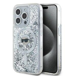 Kitas telefono priedas Karl Lagerfeld  Karl Lagerfeld Liquid Glitter Karl Head MagSafe case for iPhone 15 Pro - transparent 