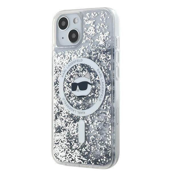 Muu telefoni lisavarustus Karl Lagerfeld Karl Lagerfeld Liquid Glitter Choupette Head MagSafe Case for iPhone 15 Plus / 14 Plus - Transparent