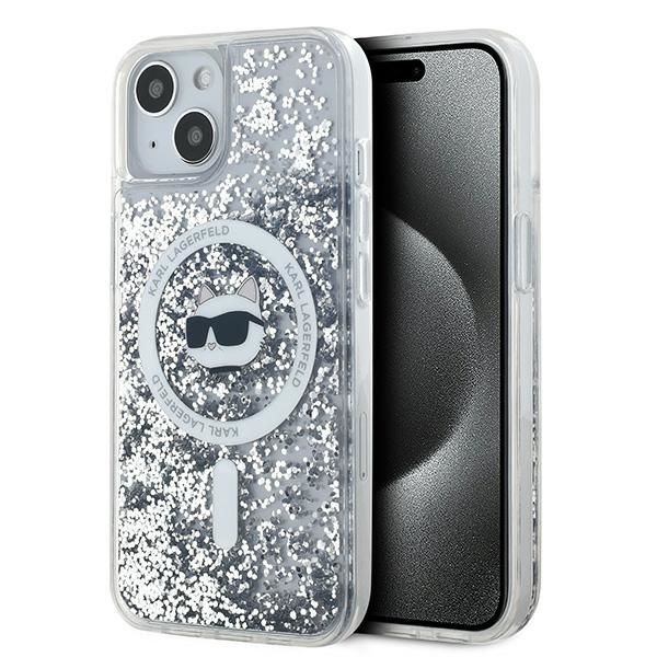 Muu telefoni lisavarustus Karl Lagerfeld Karl Lagerfeld Liquid Glitter Choupette Head MagSafe case for iPhone 15 / 14 / 13 - transparent