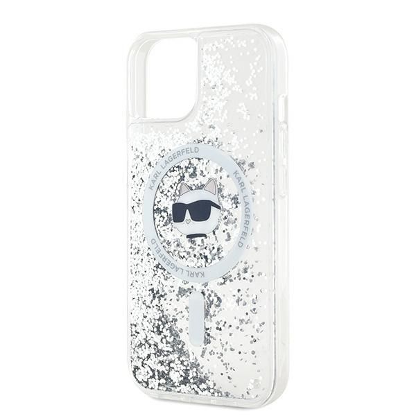 Muu telefoni lisavarustus Karl Lagerfeld Karl Lagerfeld Liquid Glitter Choupette Head MagSafe case for iPhone 15 / 14 / 13 - transparent