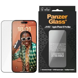 Kitas telefono priedas Panzer Glass  PanzerGlass Ceramic Protection ceramic glass for iPhone 15 Pro Max with positioner 