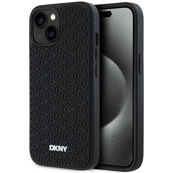Cits mobilo telefonu aksesuārs DKNY DKNY 3D Rubber Repeat Pattern case for iPhone 15/14/13 - black