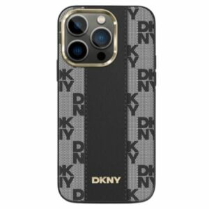 Cits mobilo telefonu aksesuārs DKNY  DKNY Leather Checkered Mono Pattern MagSafe Case for iPhone 15 Plus / 14 Plus - Black 