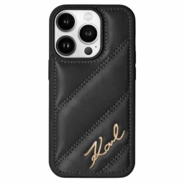 Cits mobilo telefonu aksesuārs Karl Lagerfeld Karl Lagerfeld Diagonal Quilted Script case for iPhone 13 Pro Max - black