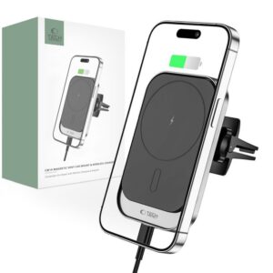 Adapteriai Tech-Protect  Tech-Protect CW19 MagSafe magnetic car holder with 15W inductive charger for air vent - black 