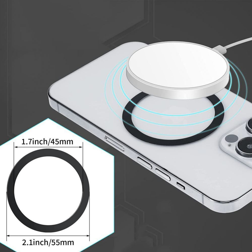 Back panel cover Tech-Protect Tech-Protect MagMat MagSafe magnetic ring universal - black / silver (2 pcs.)