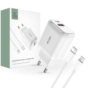 Adapteris Tech-Protect  White \ with cable \ USB-A (female) || USB-C (męski) || Lightning (male) 