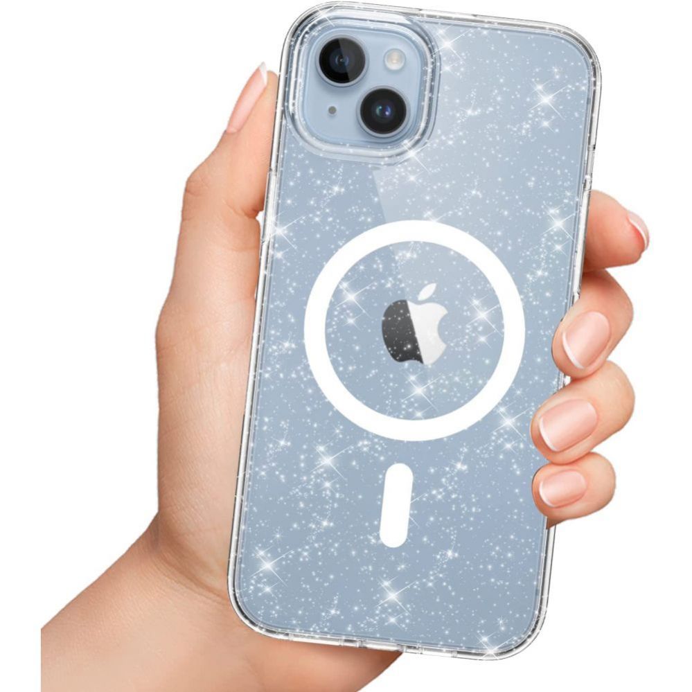 Back panel cover Tech-Protect Tech-Protect FlexAir Hybrid MagSafe iPhone 13/14 Case - Clear Glitter
