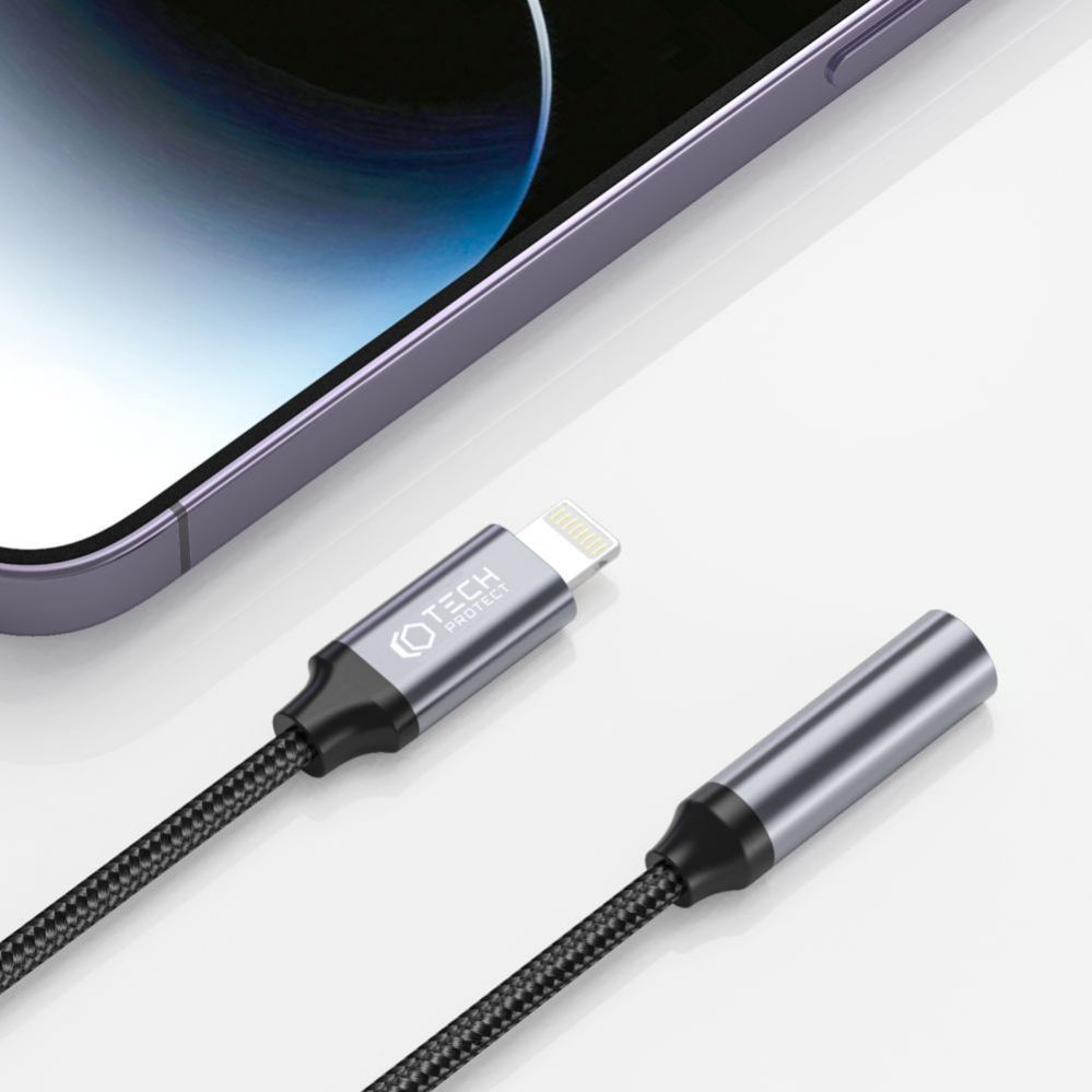 Kabelis Tech-Protect Lightning (male) || mini jack 3.5 mm (female)