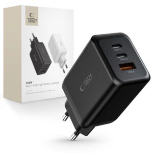 Adapter Tech-Protect  Tech-Protect C65W charger 2x USB-C PD 65W / USB-A QC 3.0 - black 