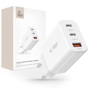Adapteriai Tech-Protect  Tech-Protect NC30W charger 2x USB-C PD 30W / USB-A QC 3.0 - white 