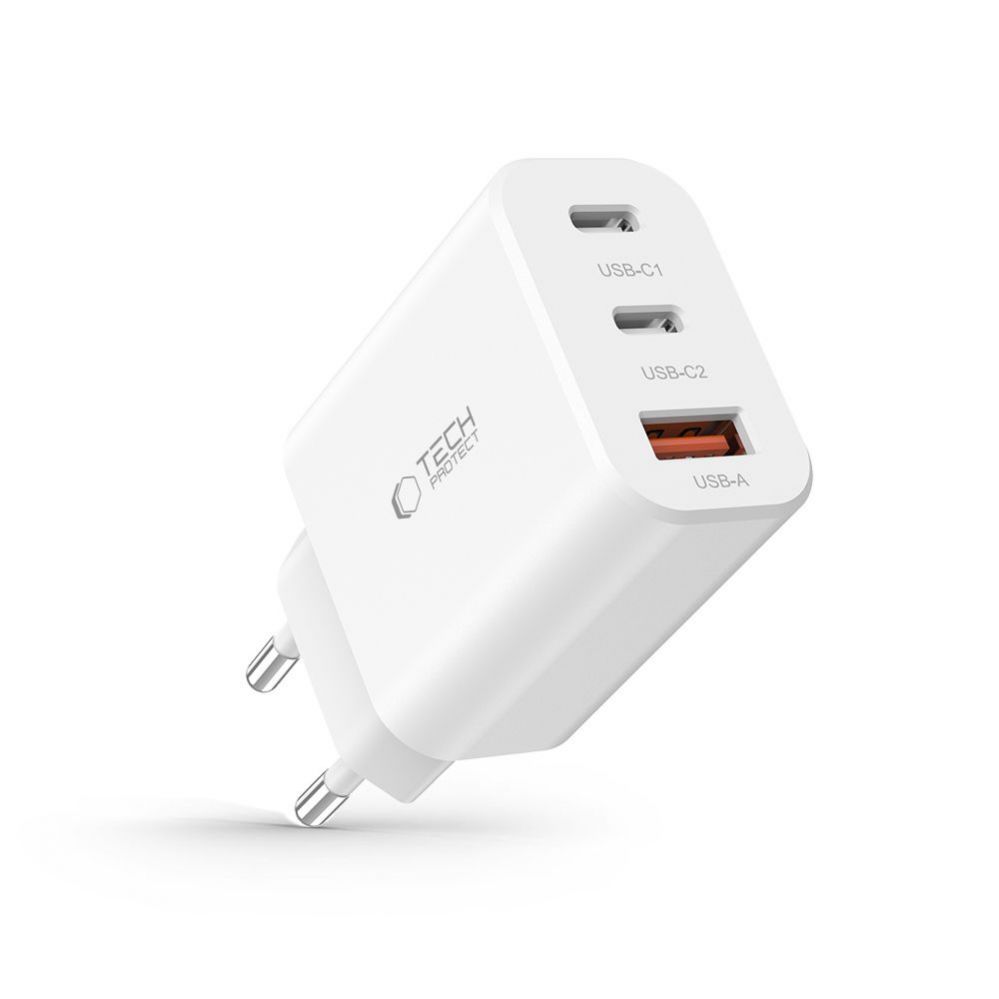 Adaptrid Tech-Protect Tech-Protect NC30W charger 2x USB-C PD 30W / USB-A QC 3.0 - white