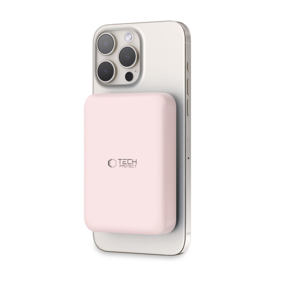 Väline aku Tech-Protect Tech-Protect LifeMag PB11 Powerbank with MagSafe 10000mAh 15W USB-C port - pink + USB-C cable