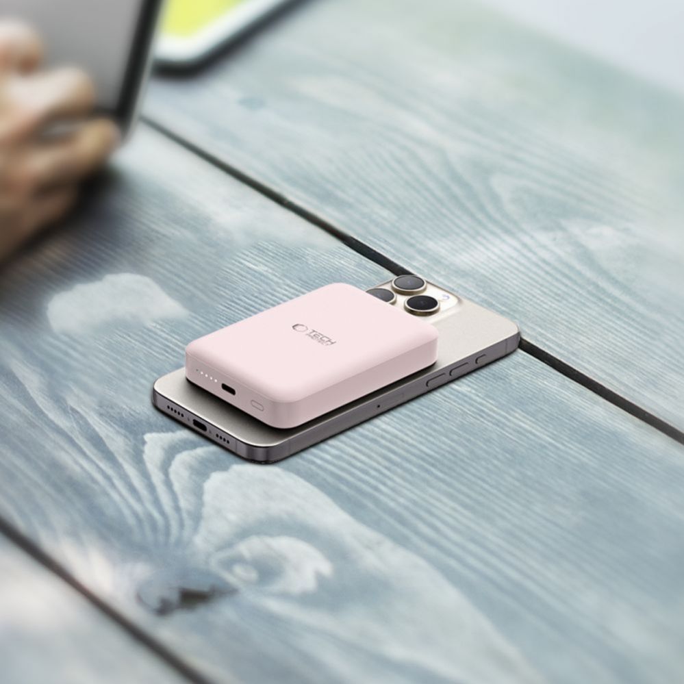 Väline aku Tech-Protect Tech-Protect LifeMag PB11 Powerbank with MagSafe 10000mAh 15W USB-C port - pink + USB-C cable