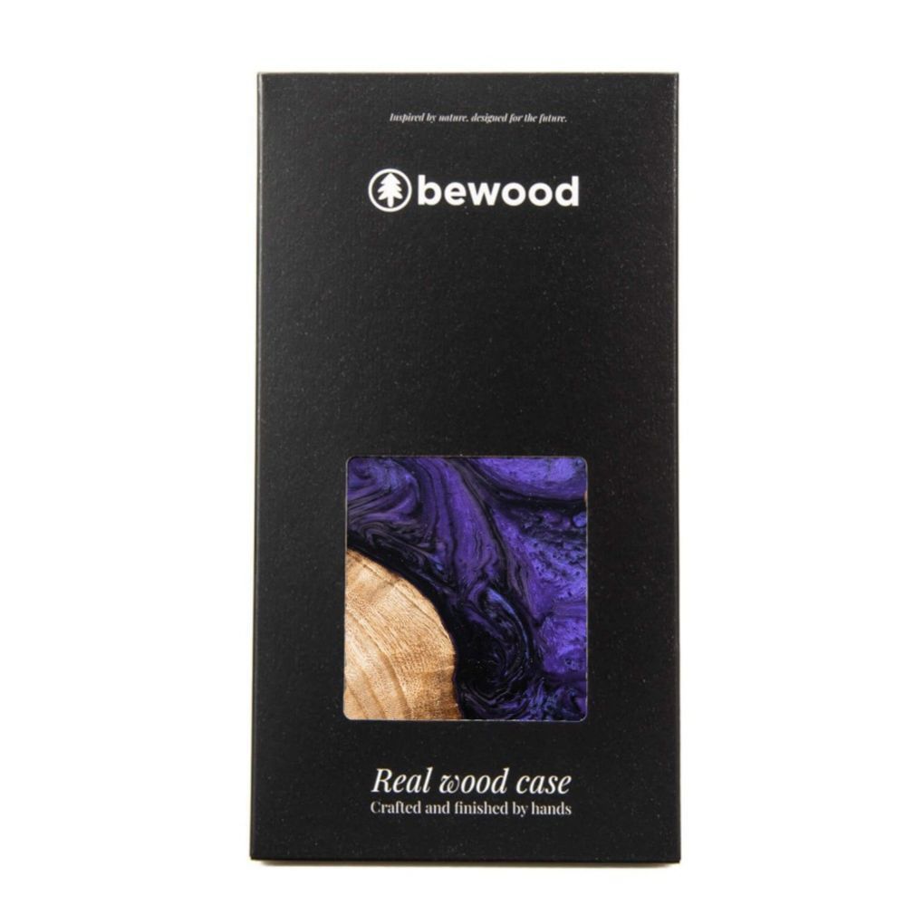 Tagakaaned Bewood Wood and resin case for iPhone 15 Plus MagSafe Bewood Unique Violet - purple and black