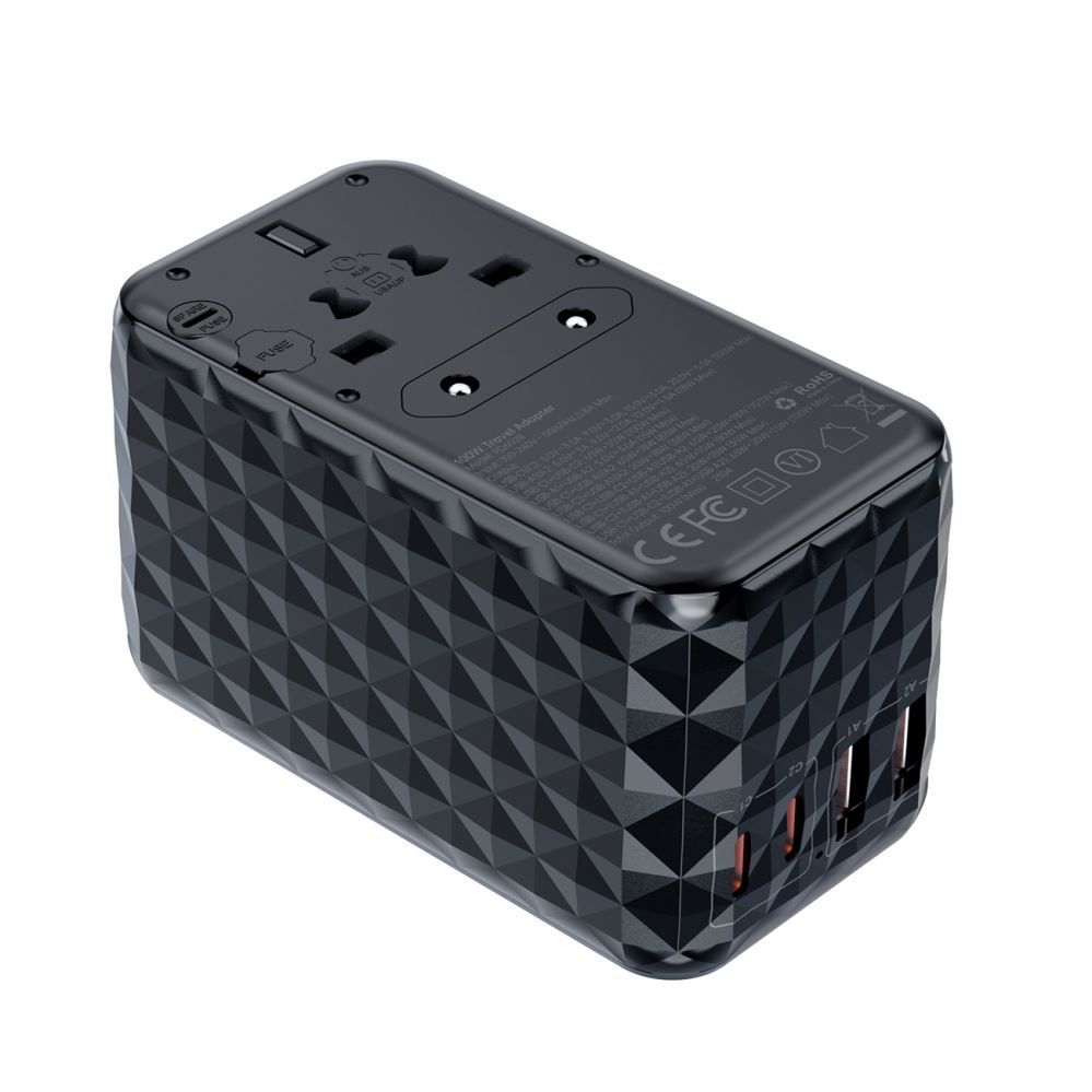 Adaptrid Choetech Choetech PD6028 EU / US / AUS / UK travel adapter 2x USB-C 2x USB-A 100W - black