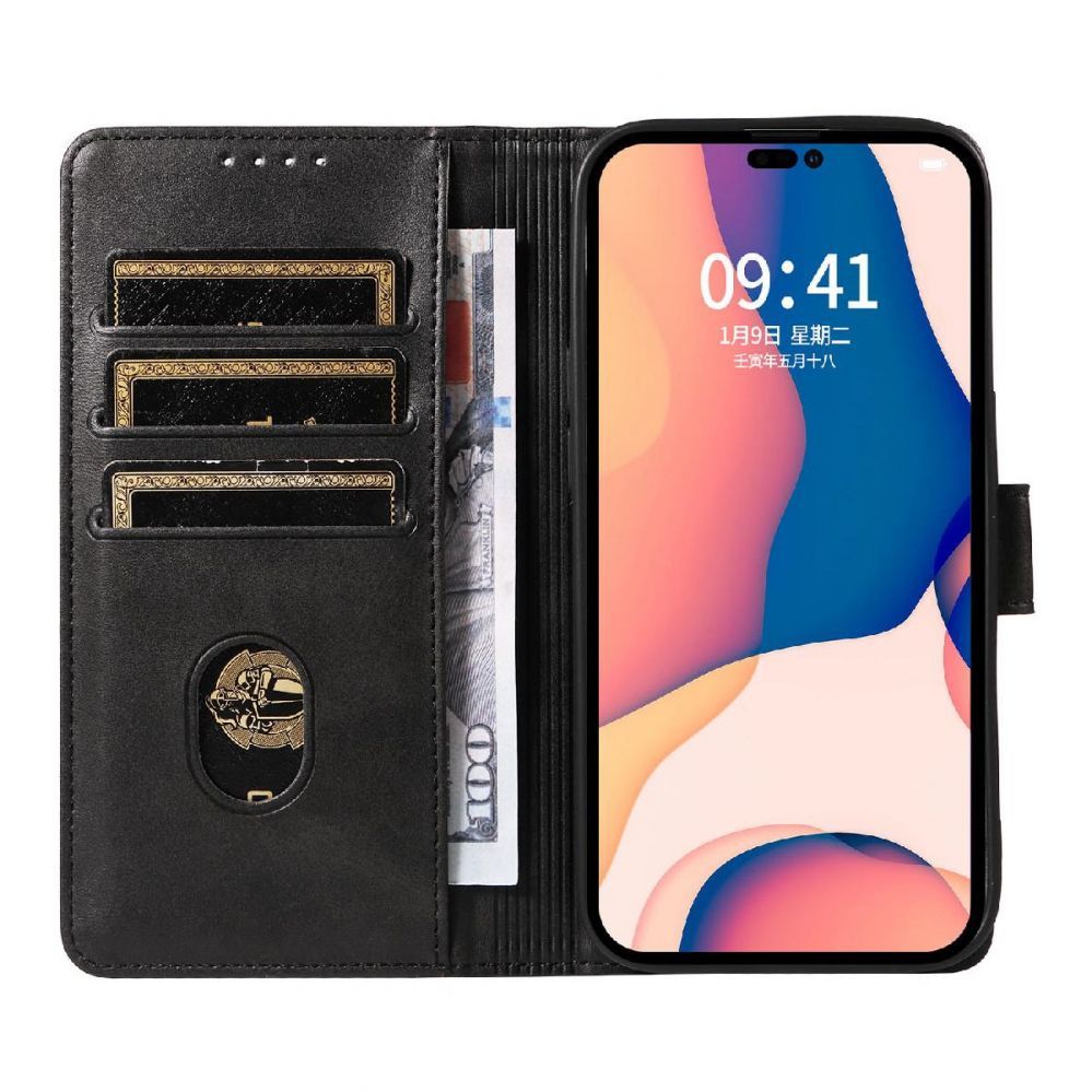 Nugarėlės dėklai Hurtel Leather Book Case for iPhone 16 Pro - black