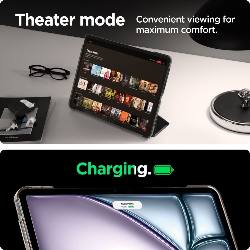 Back panel cover Spigen Spigen Smart Fold Case for iPad Air 13" 2024 - Black