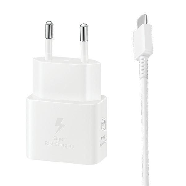 Adaptrid Samsung Ład. siec. Samsung EP-T2510XW 25W Fast Charge + kabel USB-C/USB-C biały/white