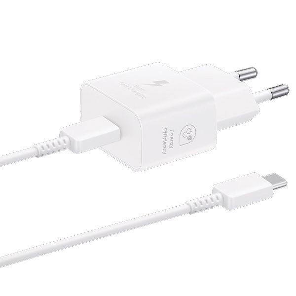 Adaptrid Samsung Ład. siec. Samsung EP-T2510XW 25W Fast Charge + kabel USB-C/USB-C biały/white