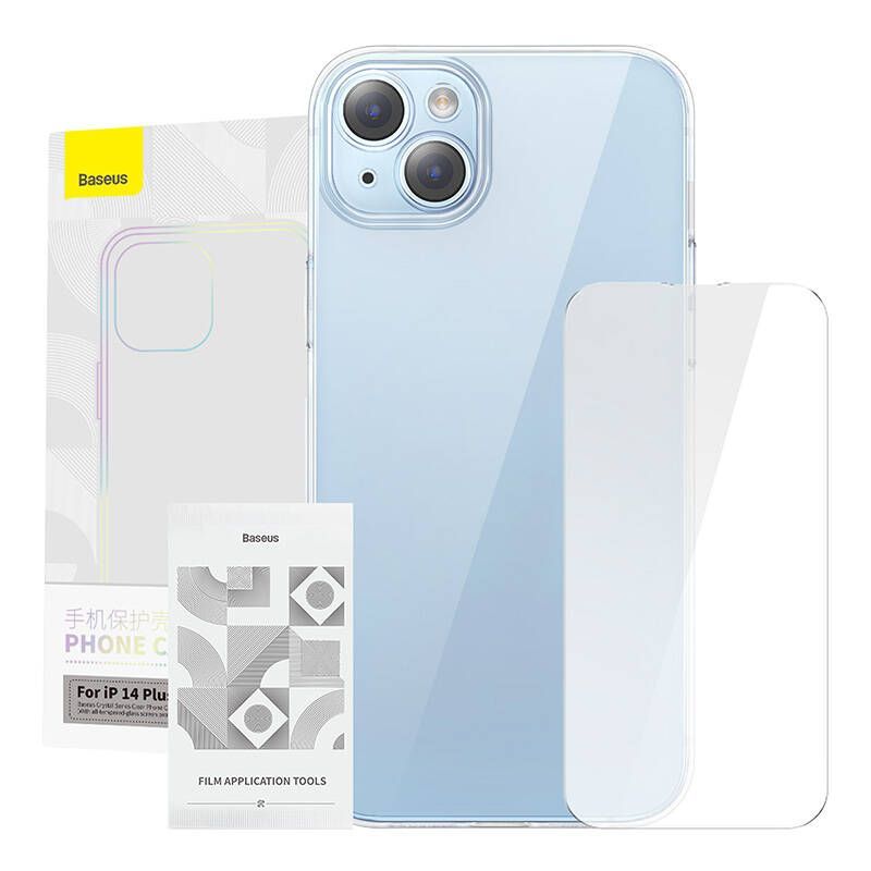 Back panel cover Baseus Baseus Crystal Series Case for iPhone 14 Plus + tempered glass