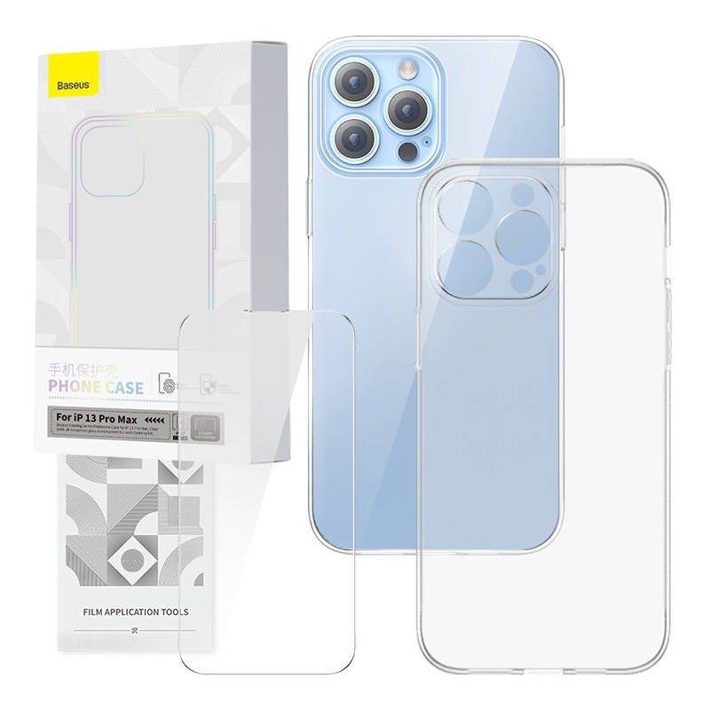 Back panel cover Baseus Transparent Case and Tempered Glass set Baseus Corning for iPhone 13 Pro Max