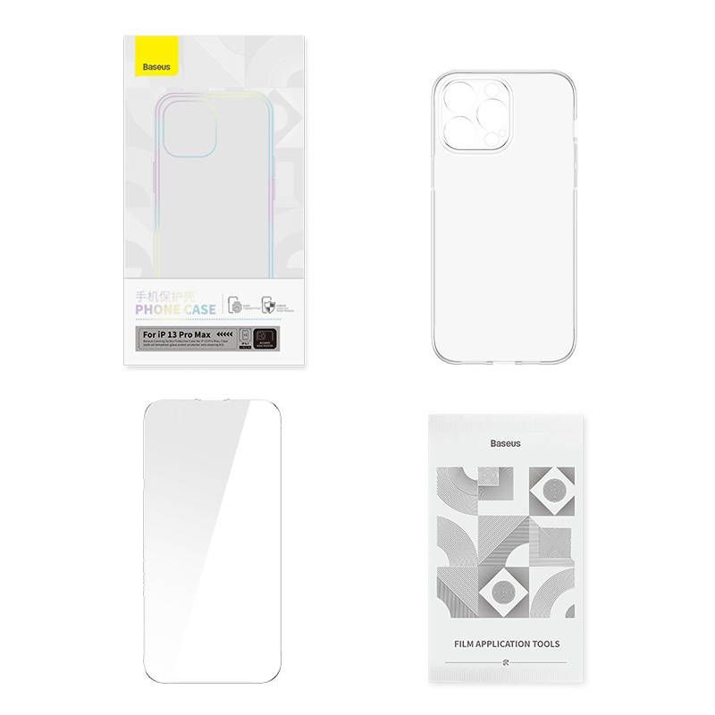 Back panel cover Baseus Transparent Case and Tempered Glass set Baseus Corning for iPhone 13 Pro Max