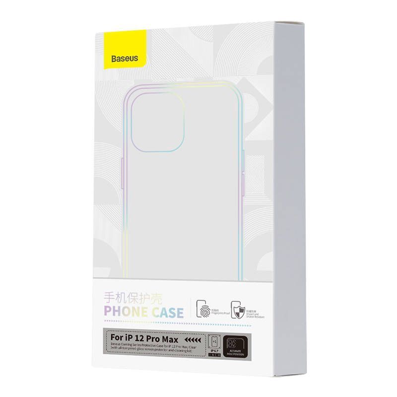 Back panel cover Baseus Transparent Case and Tempered Glass set Baseus Corning for iPhone 12 Pro Max
