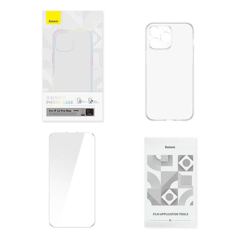 Back panel cover Baseus Transparent Case and Tempered Glass set Baseus Corning for iPhone 12 Pro Max