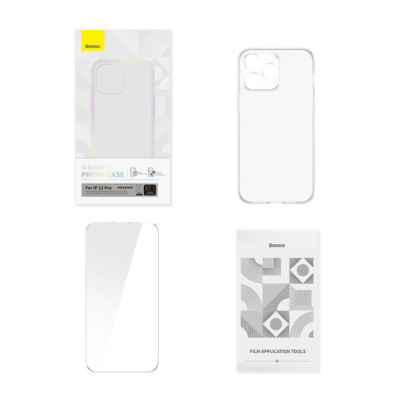 Back panel cover Baseus Transparent Case and Tempered Glass set Baseus Corning for iPhone 12 Pro