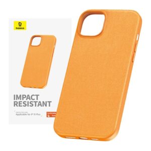 Back panel cover Baseus  Phone Case for iPhone 15 Plus Baseus Fauxther Series (Orange) 