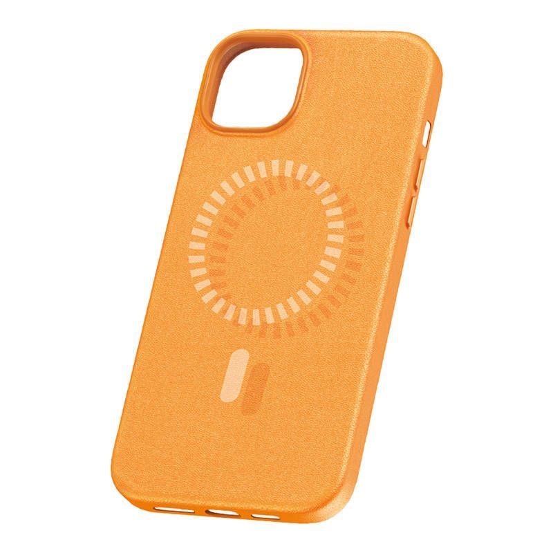 Back panel cover Baseus Magnetic Phone Case for iPhone 15 Plus Baseus Fauxther Series (Orange)