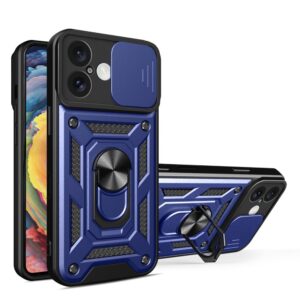 Nugarėlės dėklai Hurtel  Hybrid Armor Camshield iPhone 16 Case with Camera Cover and Stand - Blue 