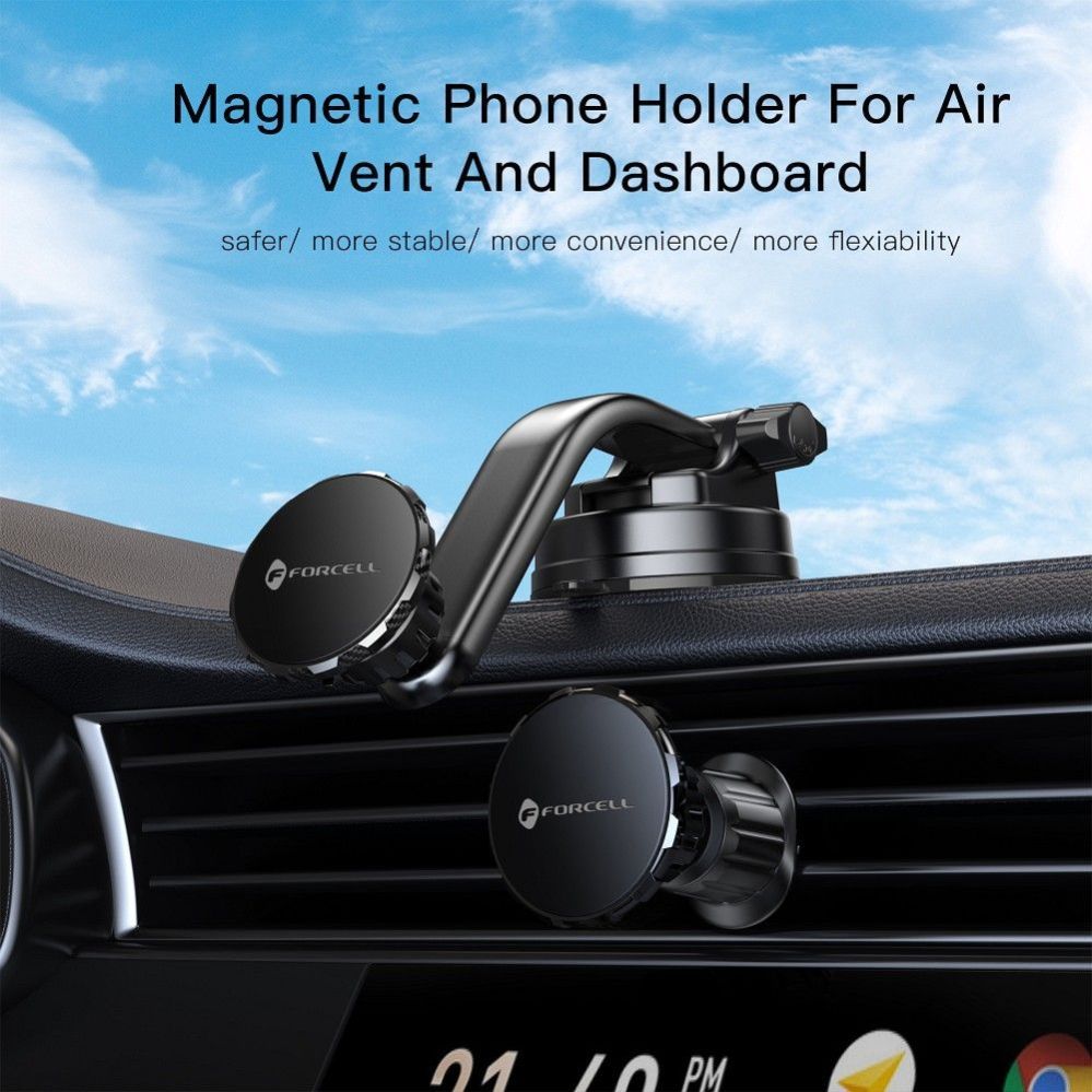 Puutepliiats Forcell Magnetic car phone holder Forcell F-Grip MagLuxe windshield / dashboard / air vent black