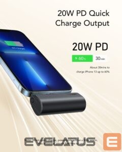 Väline aku Veger  Powerbank Veger PlugOn (W0556P) PD QC3.0 3A 20W 5000 mAh with a built-in connector Lightning black 