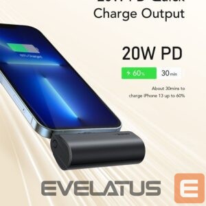Väline aku Veger  Powerbank Veger PlugOn (W0556P) PD QC3.0 3A 20W 5000 mAh with a built-in connector Lightning black 