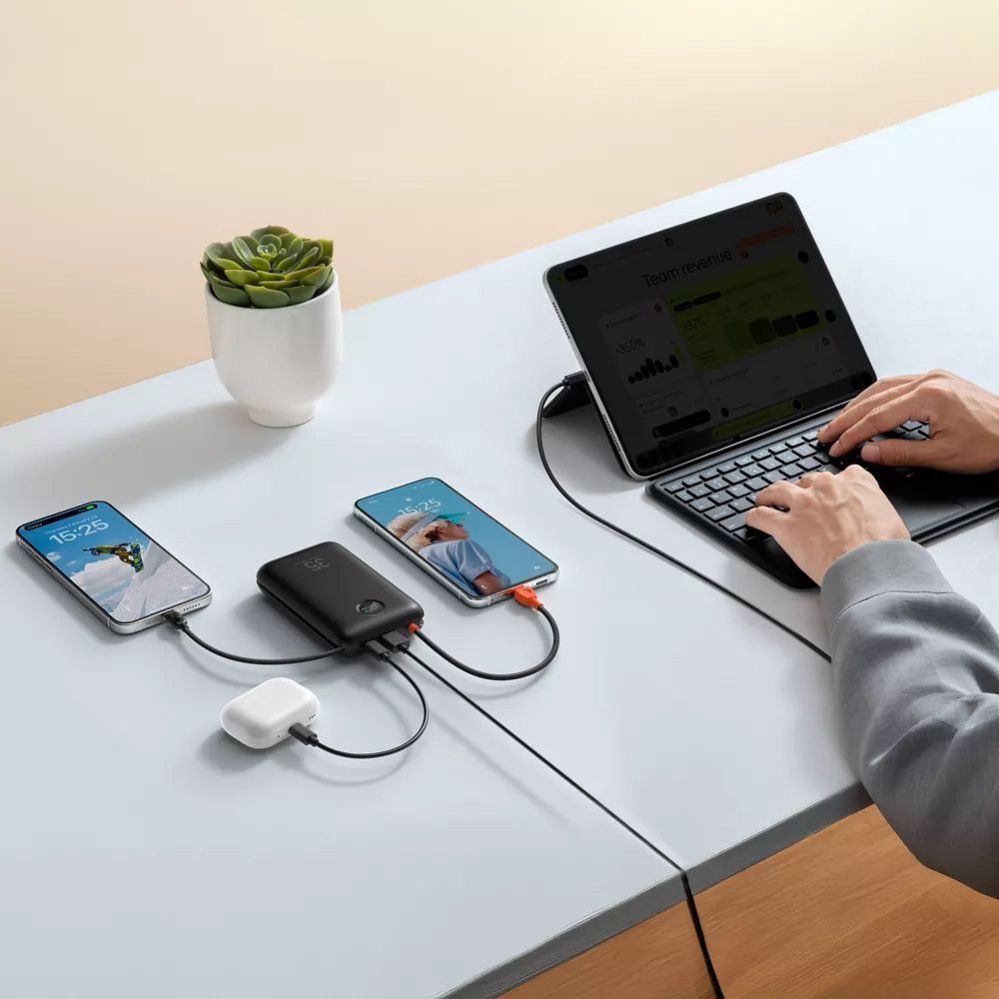 Väline aku Veger Powerbank Veger K2 (W2068) PD QC3.0 35W 20000 mAh with built-in Type C cables / Lightning black