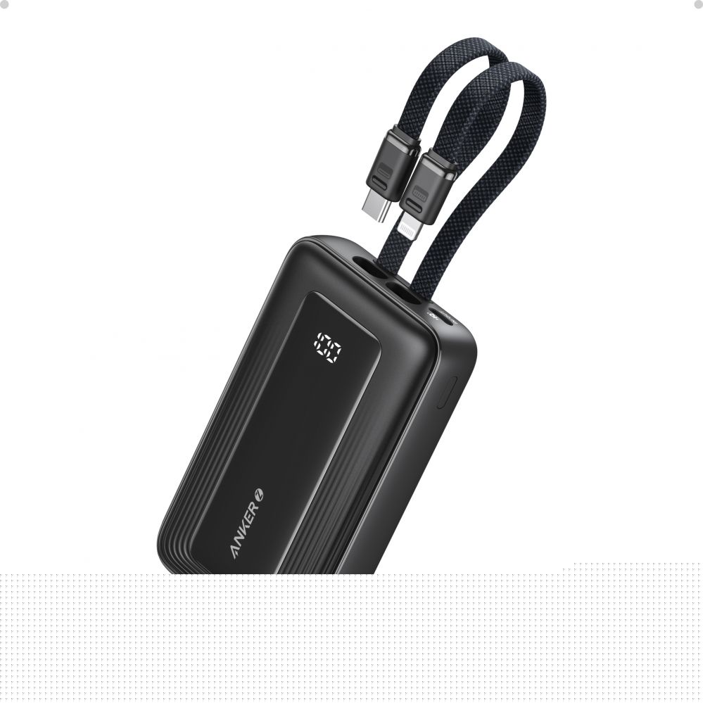 Väline aku Anker | Power Bank | A1680G11 | 10000 mAh | USB-C 30W, Lightning 27W | Built-In USB-C and Lightning Cables | Black