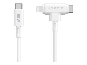 Kabelis HYPER  Juice Silicone USB-C to USB-C and Lightning Hybrid 60W Cable 
