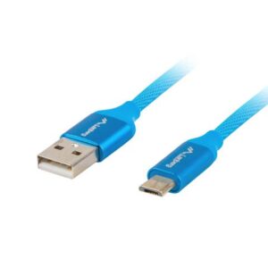 Kaabel Lanberg  USB Micro to USB-A 2.0 Cable Blue Premium QC 3.0, 1 m | CA-USBM-20CU-0010-BL | USB Micro to USB Type-A 