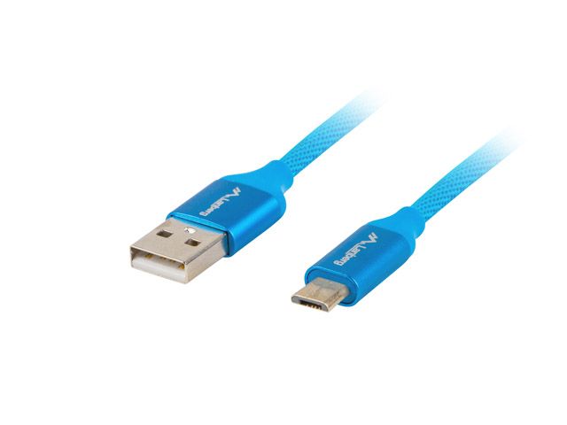 Kaabel Lanberg USB Micro to USB-A 2.0 Cable Blue Premium QC 3.0, 1 m | CA-USBM-20CU-0010-BL | USB Micro to USB Type-A