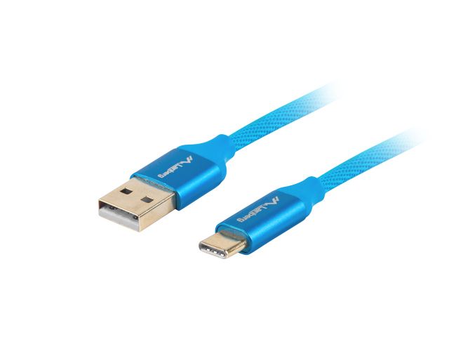 Kaabel Lanberg USB Type-C to USB Type-A 2.0 Cable Blue QC 3.0 Premium, 1.8 m | CA-USBO-22CU-0018-BL | USB Type-C to USB Type-A