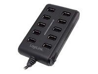 Cable Logilink  UA0125 USB Hub 10-Port USB2.0 with power adapter 3.5A, | 
