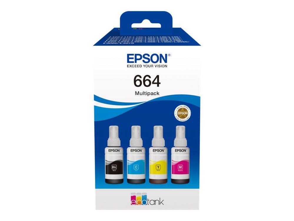 Tarvikud ja tarvikud EPSON 664 EcoTank 4-colour multipack | C13T66464A | 664 EcoTank 4-colour multipack | Ink tank | Black, yellow, cyan, magenta