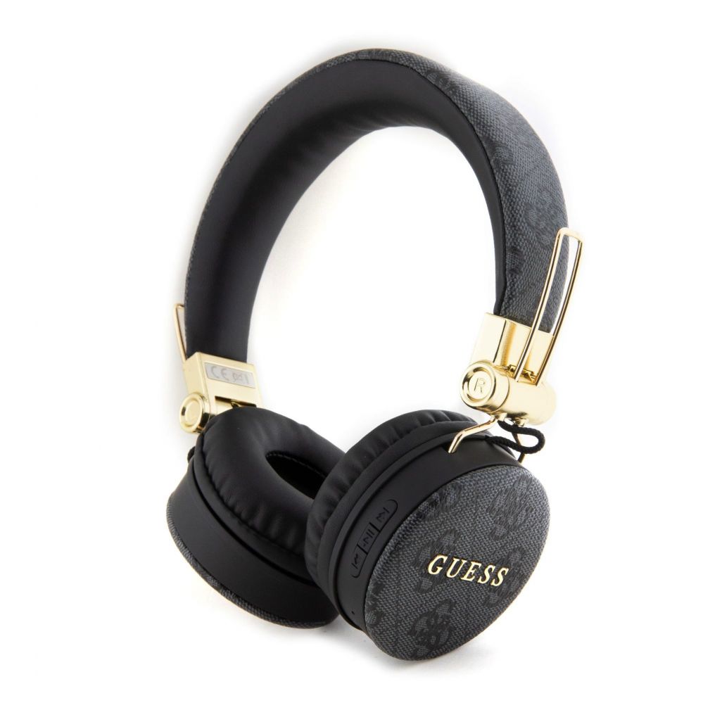 Adapteris Guess Guess PU Leather 4G Metal Logo BT5.3 Stereo Headphone Black