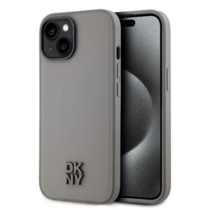 Back panel cover DKNY - DKNY PU Leather Stack Logo Magsafe Case for iPhone 15 Grey 