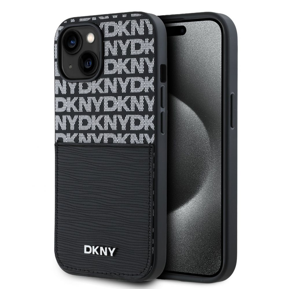 Back panel cover DKNY - DKNY PU Leather Repeat Pattern Card Pocket Case for iPhone 14 Black